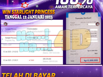 Bukti Pembayaran Games hadiah terbesar Nana4d Tanggal 13 Januari 2023