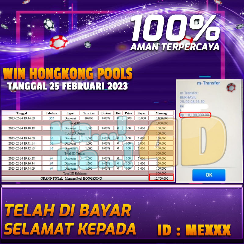 Bukti Pembayaran Togel hadiah terbesar Nana4d Tanggal 25 Februari 2023