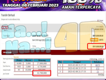 Bukti Pembayaran Togel hadiah terbesar Nana4d Tanggal 08 Februari 2023