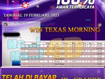 Bukti Pembayaran Togel hadiah terbesar Nana4d Tanggal 19 Februari 2023