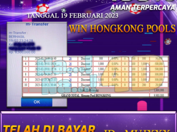 Bukti Pembayaran Togel hadiah terbesar Nana4d Tanggal 19 Februari 2023