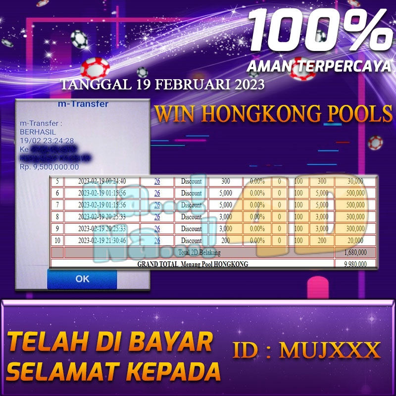 Bukti Pembayaran Togel hadiah terbesar Nana4d Tanggal 19 Februari 2023