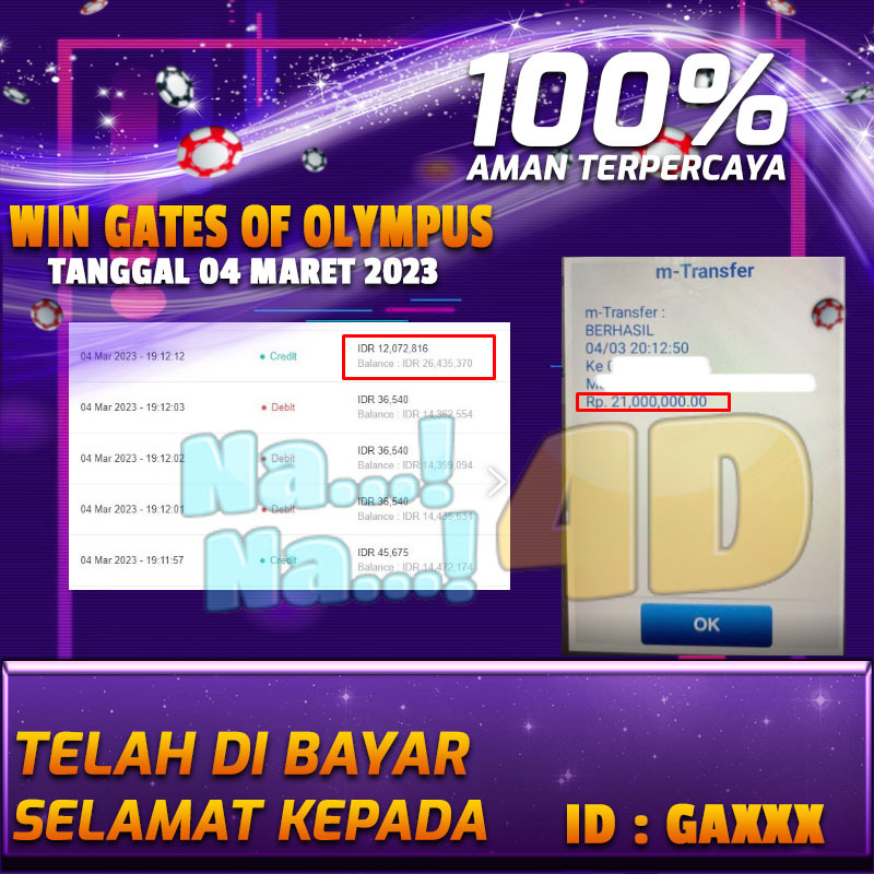 Bukti Pembayaran games hadiah terbesar Nana4d Tanggal 04 Maret 2023