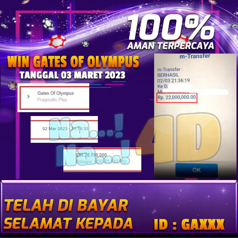 Bukti Pembayaran games hadiah terbesar Nana4d Tanggal 03 Maret 2023