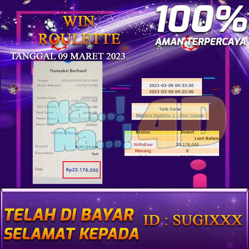 Bukti Pembayaran Togel hadiah terbesar Nana4d Tanggal 09 2023