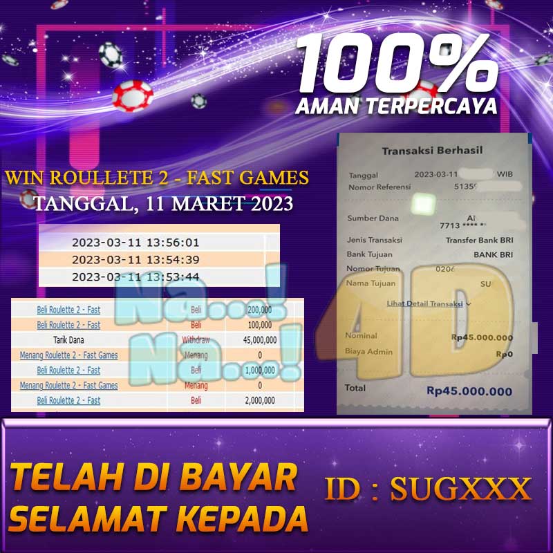 Bukti Pembayaran Togel hadiah terbesar Nana4d Tanggal 11 2023