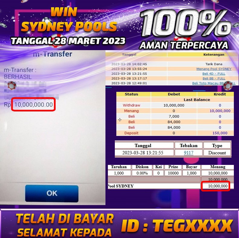 Bukti Pembayaran togel hadiah terbesar Nana4d Tanggal 28 maret 2023