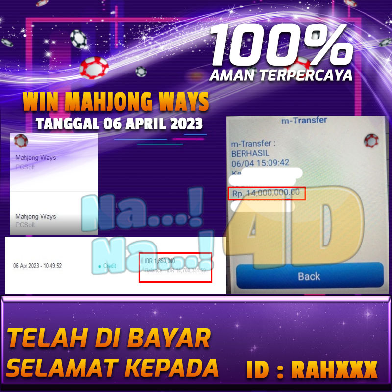 Bukti Pembayaran togel hadiah terbesar Nana4d Tanggal 06 APRIL 2023