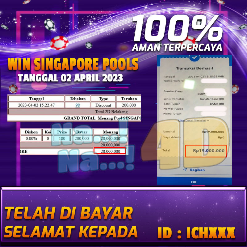 Bukti Pembayaran togel hadiah terbesar Nana4d Tanggal 02 APRIL 2023