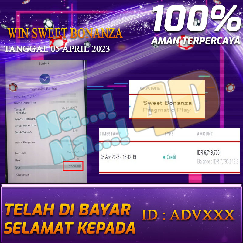 Bukti Pembayaran togel hadiah terbesar Nana4d Tanggal 05 APRIL 2023