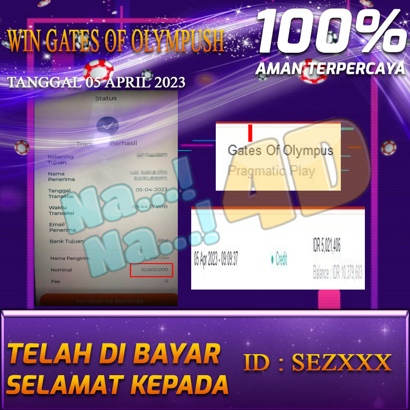 Bukti Pembayaran togel hadiah terbesar Nana4d Tanggal 05 APRIL 2023