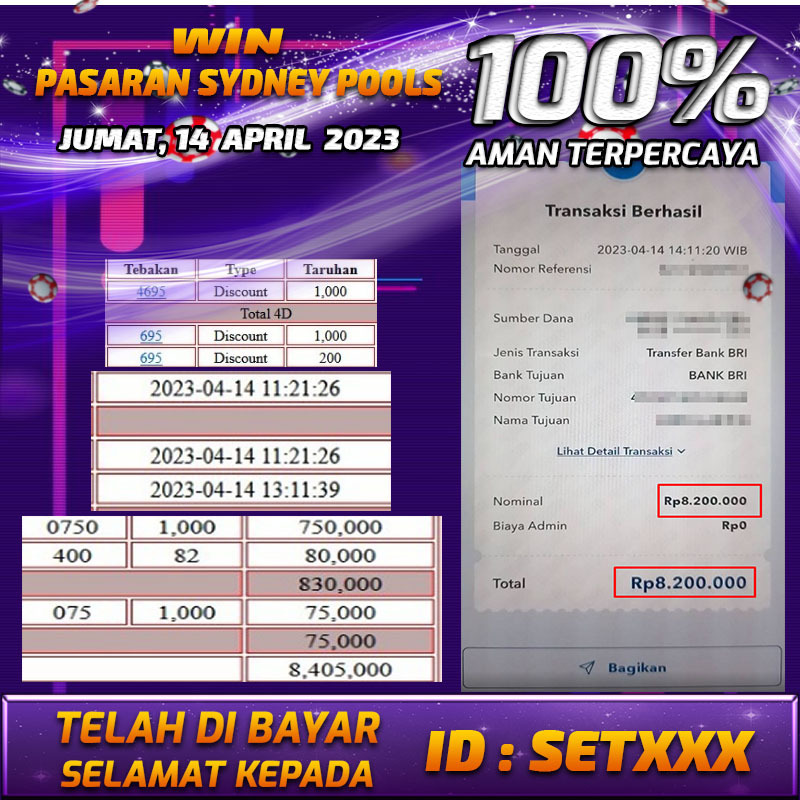 Bukti Pembayaran games hadiah terbesar Nana4d Tanggal 14 APRIL 2023