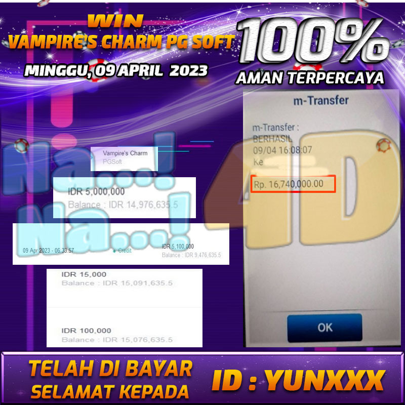 Bukti Pembayaran games hadiah terbesar Nana4d Tanggal 09 APRIL 2023