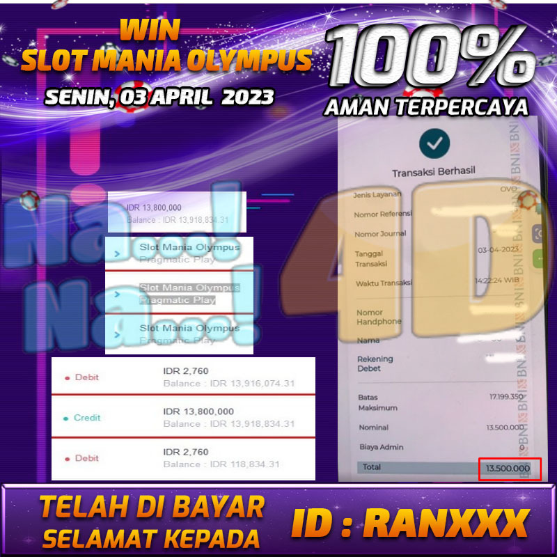 Bukti Pembayaran togel hadiah terbesar Nana4d Tanggal 03 APRIL 2023