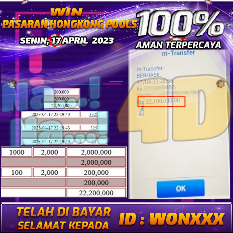 Bukti Pembayaran games hadiah terbesar Nana4d Tanggal 17 APRIL 2023