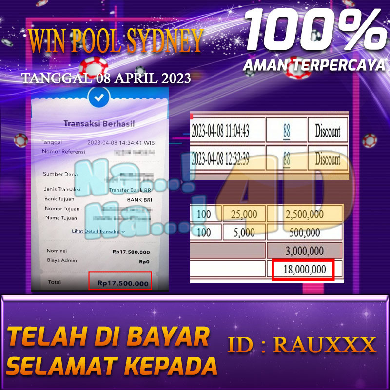 Bukti Pembayaran togel hadiah terbesar Nana4d Tanggal 08 APRIL 2023