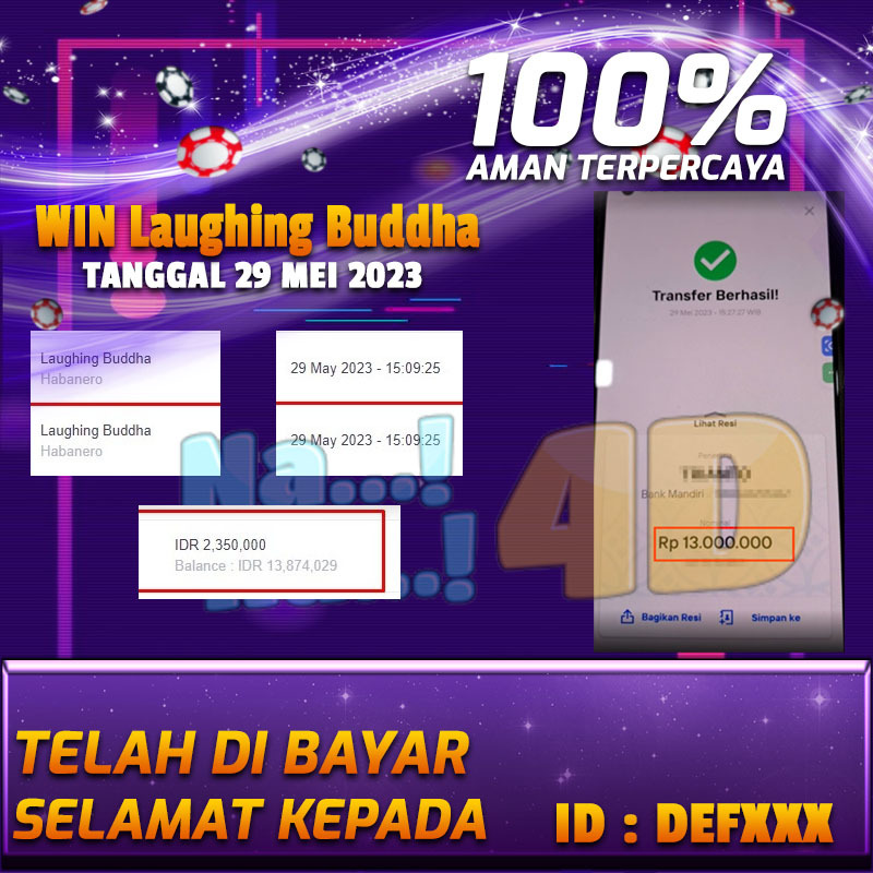 Bukti Pembayaran games hadiah terbesar Nana4d Tanggal 29 mei 2023