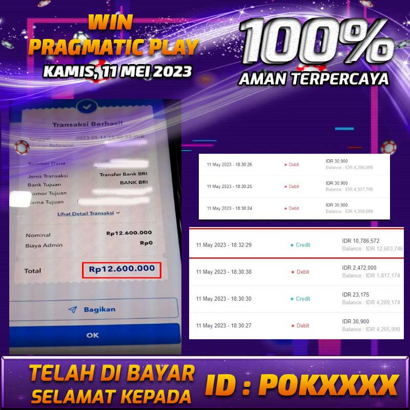 Bukti Pembayaran games hadiah terbesar Nana4d Tanggal 12 mei 2023