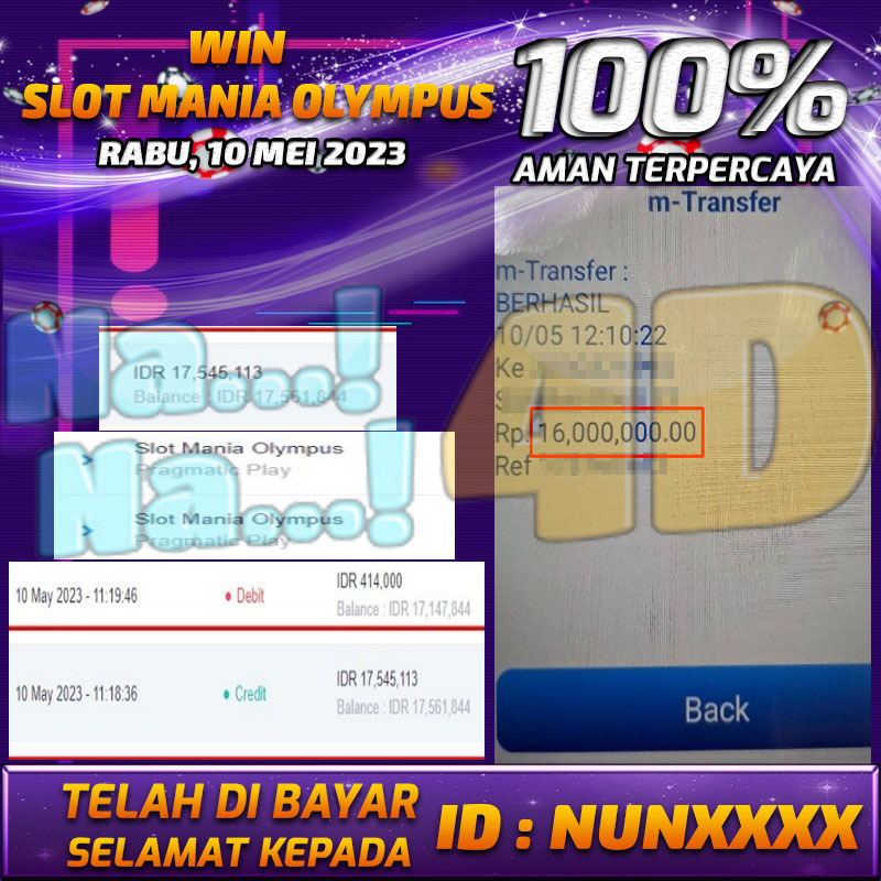 Bukti Pembayaran games hadiah terbesar Nana4d Tanggal 10 mei 2023