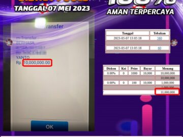 Bukti Pembayaran games hadiah terbesar Nana4d Tanggal 07 mei 2023