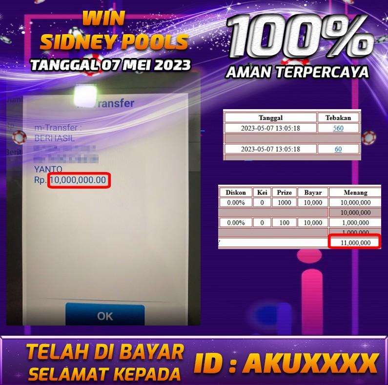 Bukti Pembayaran games hadiah terbesar Nana4d Tanggal 07 mei 2023