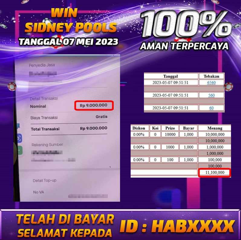 Bukti Pembayaran games hadiah terbesar Nana4d Tanggal 07 mei 2023