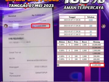 Bukti Pembayaran games hadiah terbesar Nana4d Tanggal 07 mei 2023