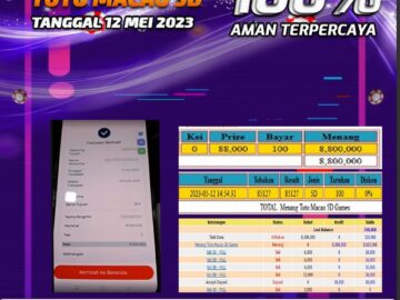 Bukti Pembayaran games hadiah terbesar Nana4d Tanggal 12 mei 2023