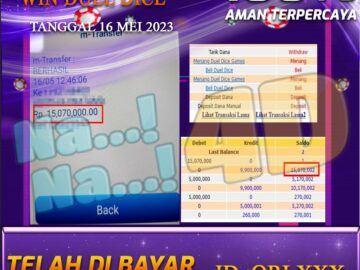 Bukti Pembayaran games hadiah terbesar Nana4d Tanggal 16 mei 2023