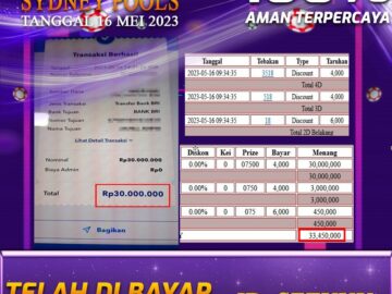 Bukti Pembayaran games hadiah terbesar Nana4d Tanggal 16 mei 2023