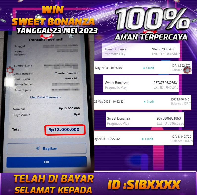 Bukti Pembayaran games hadiah terbesar Nana4d Tanggal 23 mei 2023