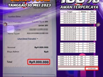 Bukti Pembayaran games hadiah terbesar Nana4d Tanggal 30 mei 2023