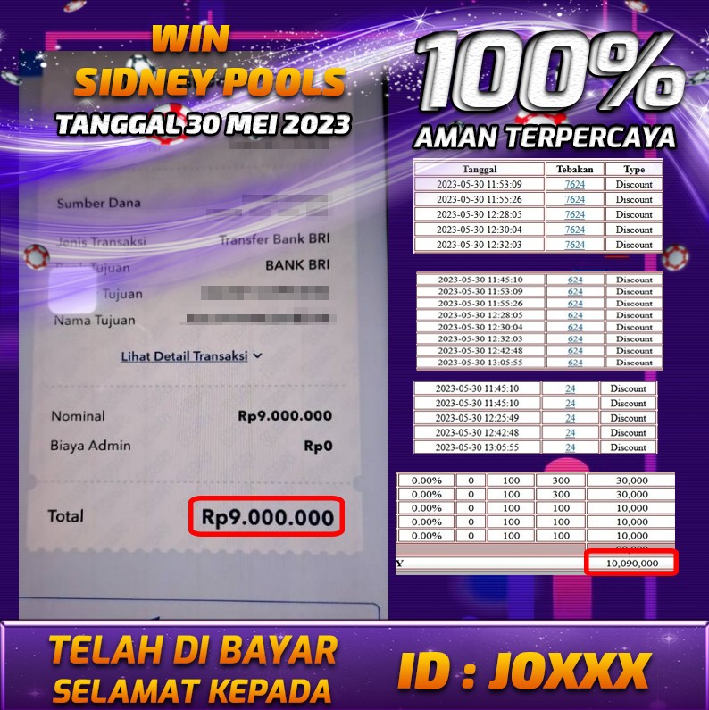 Bukti Pembayaran games hadiah terbesar Nana4d Tanggal 30 mei 2023