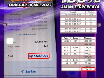 Bukti Pembayaran games hadiah terbesar Nana4d Tanggal 30 mei 2023