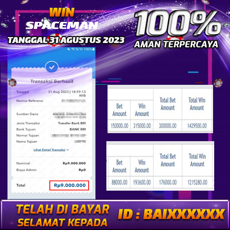 Bukti Pembayaran games hadiah terbesar Nana4d Tanggal 31 agustus 2023