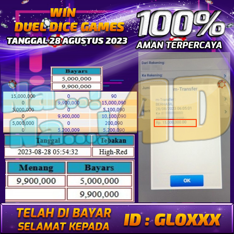 Bukti Pembayaran games hadiah terbesar Nana4d Tanggal 31 agustus 2023