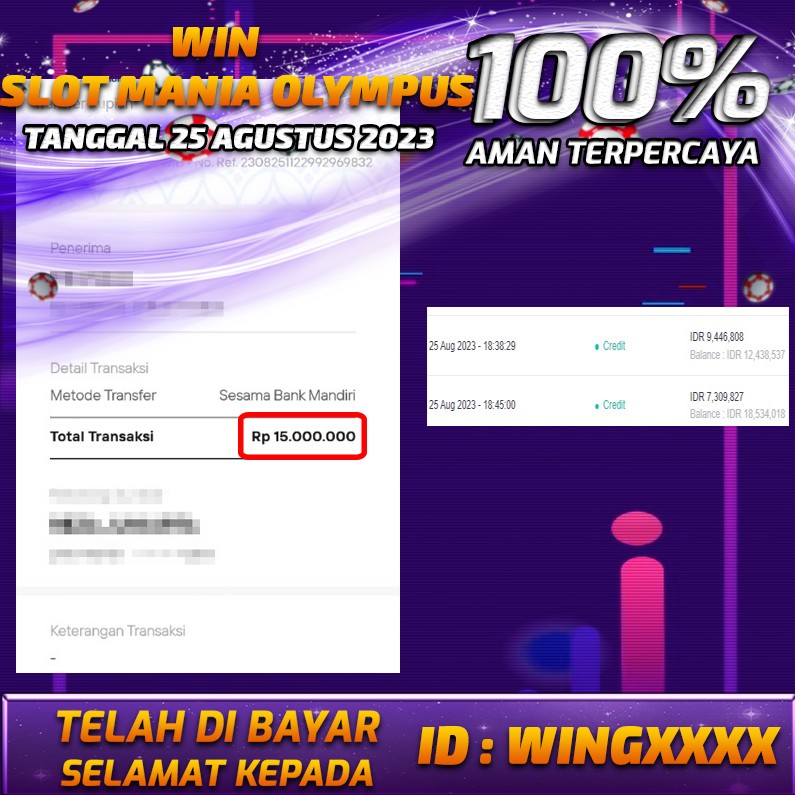 Bukti Pembayaran games hadiah terbesar Nana4d Tanggal 25 agustus 2023