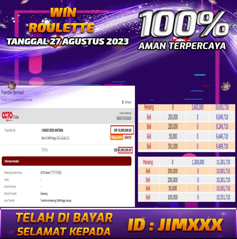 Bukti Pembayaran games hadiah terbesar Nana4d Tanggal 27 agustus 2023