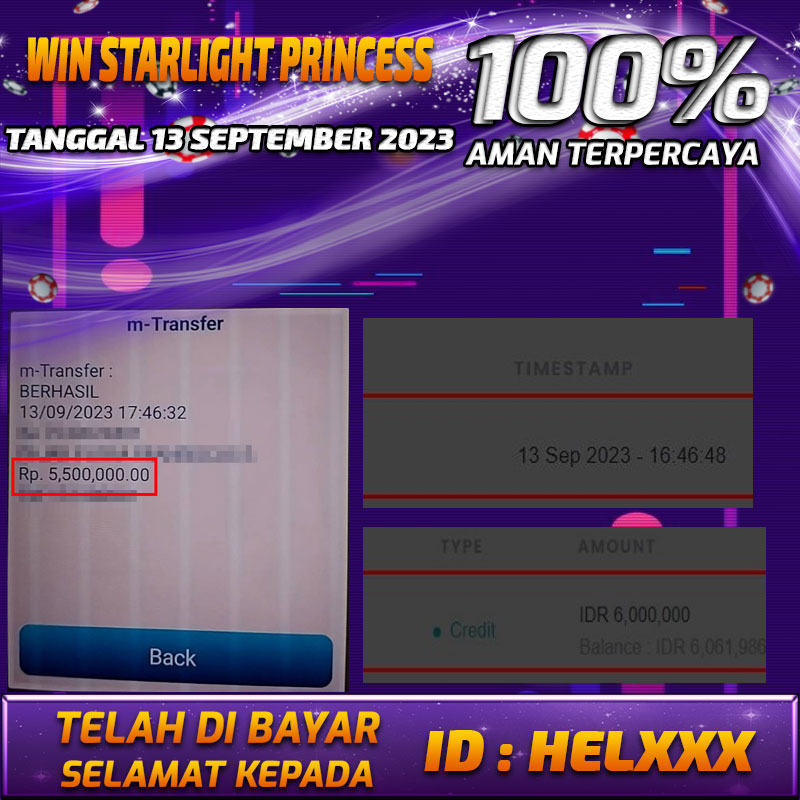 Bukti Pembayaran games hadiah terbesar Nono4d Tanggal 13 september 2023