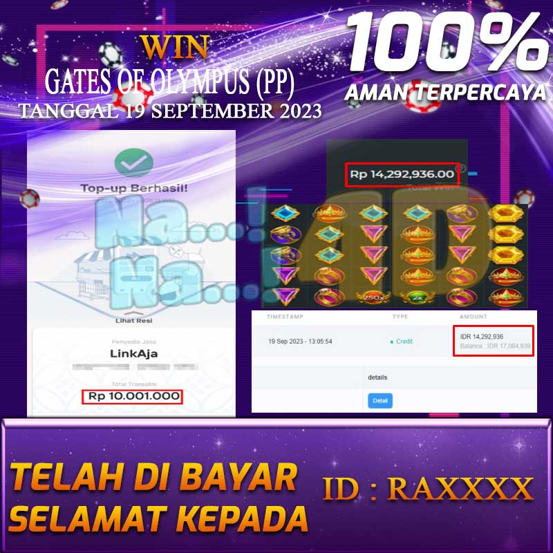 Bukti Pembayaran games hadiah terbesar Nana4d Tanggal 19 september 2023