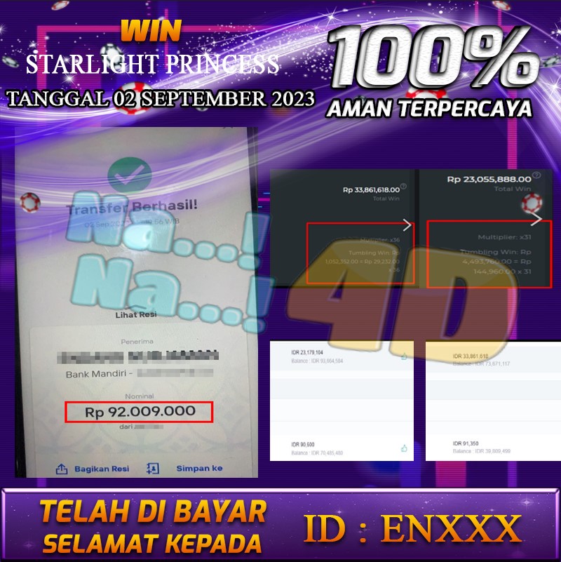 Bukti Pembayaran games hadiah terbesar Nana4d Tanggal 02 september 2023