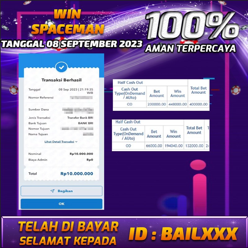 Bukti Pembayaran games hadiah terbesar Nana4d Tanggal 08 september 2023