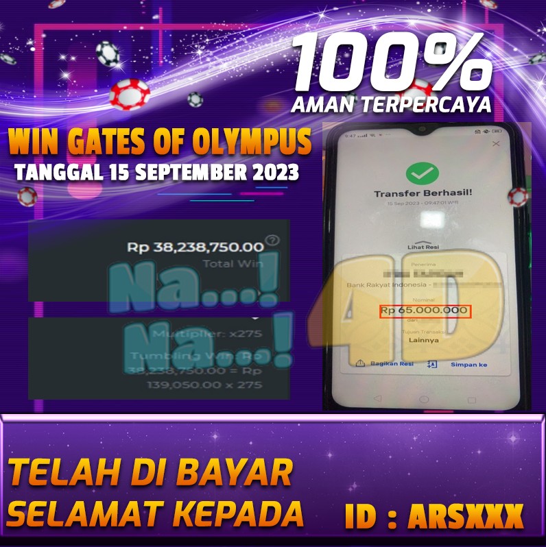 Bukti Pembayaran games hadiah terbesar Nana4d Tanggal 15 september 2023