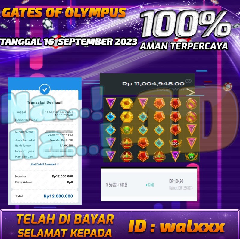 Bukti Pembayaran games hadiah terbesar Nana4d Tanggal 16 september 2023