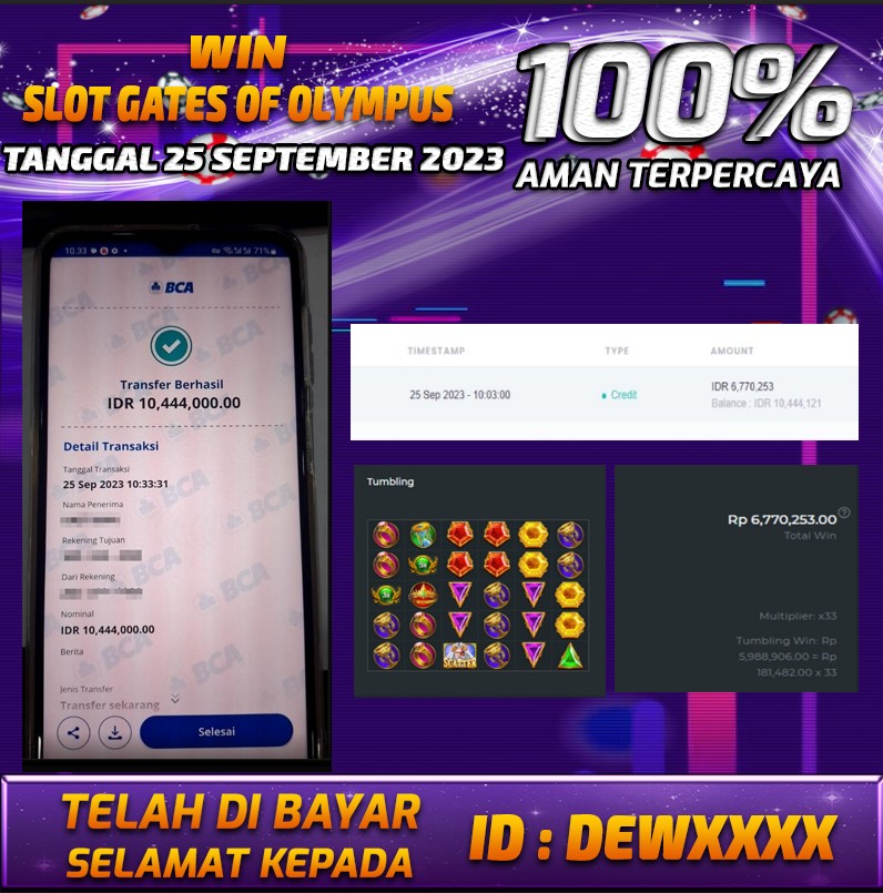 Bukti Pembayaran games hadiah terbesar Nana4d Tanggal 25 september 2023