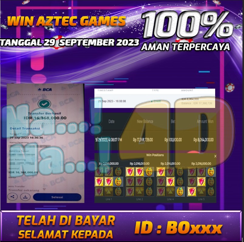 Bukti Pembayaran games hadiah terbesar Nana4d Tanggal 29 september 2023