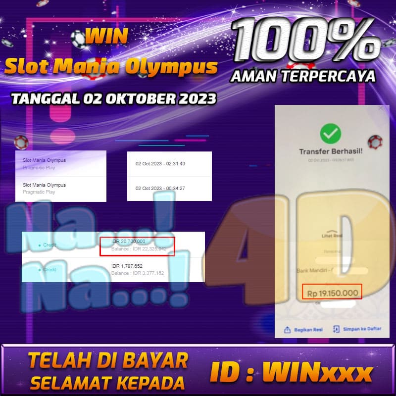 Bukti Pembayaran games hadiah terbesar Nana4d Tanggal 02 oktober 2023