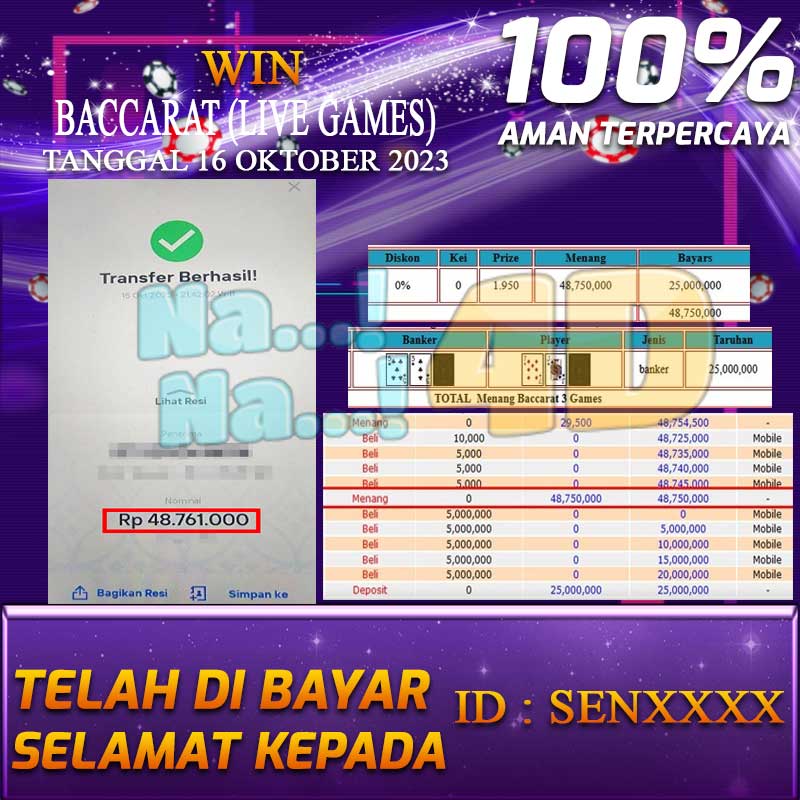 Bukti Pembayaran games hadiah terbesar Tanggal 16 OKTOBER 2023