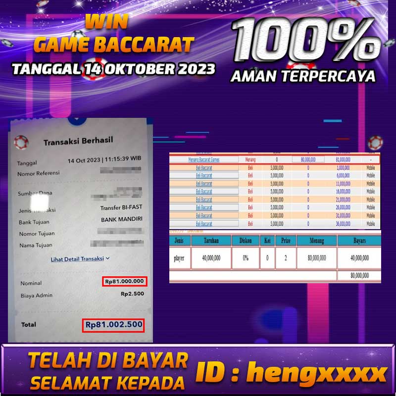 Bukti Pembayaran games hadiah terbesar Tanggal 14 OKTOBER 2023