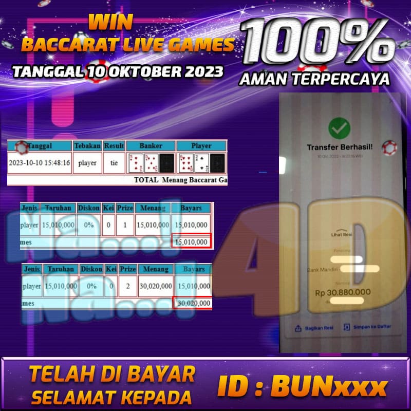 Bukti Pembayaran togel hadiah terbesar Nana4d Tanggal 10 oktober 2023